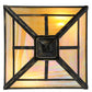 Meyda Lighting T Mission 19" 2-Light Antique Black Flush Mount Light With Beige Iridescent Shade Glass