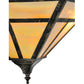 Meyda Lighting T Mission 19" 2-Light Antique Black Flush Mount Light With Beige Iridescent Shade Glass