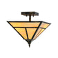 Meyda Lighting T Mission 19" 2-Light Antique Black Flush Mount Light With Beige Iridescent Shade Glass