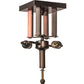 Meyda Lighting "T Mission" 19" 2-Light Craftsman Brown Finish Flush Mount Light With Frosted Honey Art Shade Glass