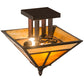 Meyda Lighting "T Mission" 19" 2-Light Craftsman Brown Finish Flush Mount Light With Frosted Honey Art Shade Glass