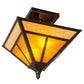 Meyda Lighting "T Mission" 19" 2-Light Craftsman Brown Finish Flush Mount Light With Frosted Honey Art Shade Glass