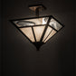 Meyda Lighting "T Mission" 19" 2-Light Weathered Antique Brass Semi-flush Mount Light With White Art Shade Glass
