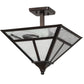Meyda Lighting "T Mission" 19" 2-Light Weathered Antique Brass Semi-flush Mount Light With White Art Shade Glass
