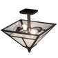 Meyda Lighting "T Mission" 19" 2-Light Weathered Antique Brass Semi-flush Mount Light With White Art Shade Glass