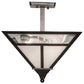 Meyda Lighting "T Mission" 19" 2-Light Weathered Antique Brass Semi-flush Mount Light With White Art Shade Glass