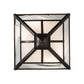 Meyda Lighting "T Mission" 19" 2-Light Weathered Antique Brass Semi-flush Mount Light With White Art Shade Glass