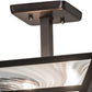 Meyda Lighting "T Mission" 19" 2-Light Weathered Antique Brass Semi-flush Mount Light With White Art Shade Glass
