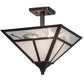 Meyda Lighting "T Mission" 19" 2-Light Weathered Antique Brass Semi-flush Mount Light With White Art Shade Glass