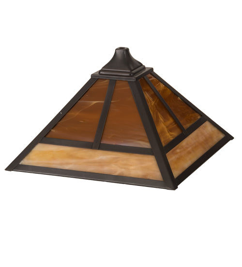 Meyda Lighting "T Mission" 19" Craftsman Brown Frame With Frosted Honey Art Shade Glass