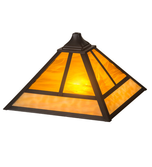 Meyda Lighting "T Mission" 19" Craftsman Brown Frame With Frosted Honey Art Shade Glass