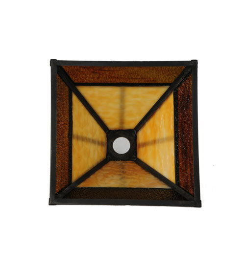 Meyda Lighting "T" Mission 19" Craftsman Brown Frame With Rootbeer & Beige Art Shade Glass