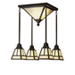 Meyda Lighting "T" Mission 21" 6-Light Craftsman Brown Flush Mount Light With Beige Iridescent Shade Glass