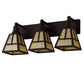 Meyda Lighting "T Mission" 24" 3-Light Cafe Noir Vanity Light With Beige Art Shade Glass