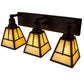 Meyda Lighting "T Mission" 24" 3-Light Cafe Noir Vanity Light With Beige Art Shade Glass