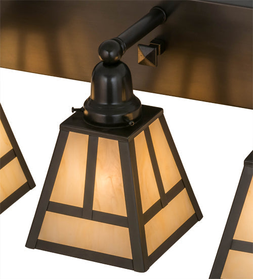 Meyda Lighting T Mission 24" 3-Light Craftsman Brown Vanity Light With Beige Sahara Taupe Idalight Shade Glass