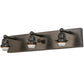 Meyda Lighting T Mission 24" 3-Light Craftsman Brown Vanity Light With Beige Sahara Taupe Idalight Shade Glass