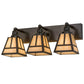 Meyda Lighting T Mission 24" 3-Light Craftsman Brown Vanity Light With Beige Sahara Taupe Idalight Shade Glass