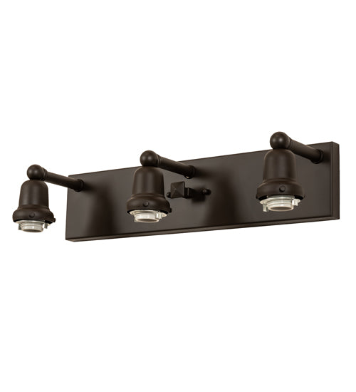 Meyda Lighting "T" Mission 24" 3-Light Oil Rubbed Bronze Vanity Light With Beige & Amber Mica Shade Glass