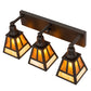 Meyda Lighting "T" Mission 24" 3-Light Oil Rubbed Bronze Vanity Light With Beige & Amber Mica Shade Glass
