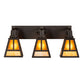Meyda Lighting "T" Mission 24" 3-Light Oil Rubbed Bronze Vanity Light With Beige & Amber Mica Shade Glass