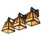Meyda Lighting "T" Mission 24" 3-Light Oil Rubbed Bronze Vanity Light With Beige & Amber Mica Shade Glass