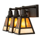 Meyda Lighting "T" Mission 24" 3-Light Oil Rubbed Bronze Vanity Light With Beige & Amber Mica Shade Glass