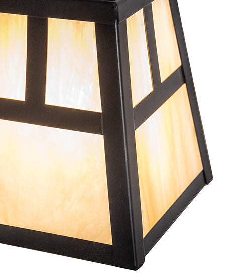 Meyda Lighting "T" Mission 246798 9" Craftsman Brown Mini Pendant Light With Beige Iridescent Shade Glass