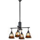 Meyda Lighting "T Mission" 26" 4-Light Chemical Antique Brass Chandelier With Amber & Beige Shade Glass