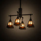 Meyda Lighting "T Mission" 26" 4-Light Chemical Antique Brass Chandelier With Amber & Beige Shade Glass