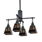 Meyda Lighting "T Mission" 26" 4-Light Chemical Antique Brass Chandelier With Amber & Beige Shade Glass