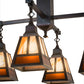 Meyda Lighting "T Mission" 26" 4-Light Chemical Antique Brass Chandelier With Amber & Beige Shade Glass