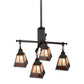Meyda Lighting "T Mission" 26" 4-Light Chemical Antique Brass Chandelier With Amber & Beige Shade Glass