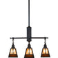 Meyda Lighting "T Mission" 26" 4-Light Chemical Antique Brass Chandelier With Amber & Beige Shade Glass