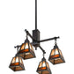 Meyda Lighting "T Mission" 26" 4-Light Chemical Antique Brass Chandelier With Amber & Beige Shade Glass
