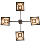 Meyda Lighting "T Mission" 26" 4-Light Chemical Antique Brass Chandelier With Amber & Beige Shade Glass