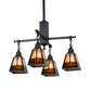 Meyda Lighting "T Mission" 26" 4-Light Chemical Antique Brass Chandelier With Amber & Beige Shade Glass