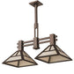 Meyda Lighting "T Mission" 29" 2-Light Mahogany Bronze Ceiling Island Pendant Light With Creme Carrare Idaight Shade Glass