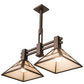 Meyda Lighting "T Mission" 29" 2-Light Mahogany Bronze Ceiling Island Pendant Light With Creme Carrare Idaight Shade Glass