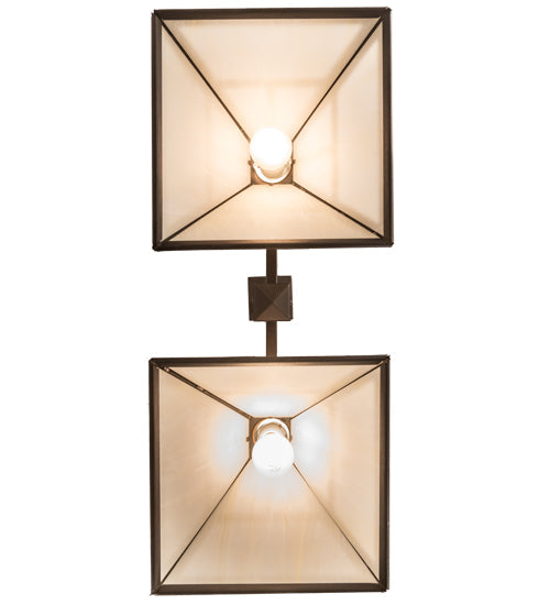 Meyda Lighting "T Mission" 29" 2-Light Mahogany Bronze Ceiling Island Pendant Light With Creme Carrare Idaight Shade Glass
