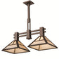 Meyda Lighting "T Mission" 29" 2-Light Mahogany Bronze Ceiling Island Pendant Light With Creme Carrare Idaight Shade Glass