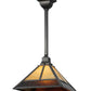 Meyda Lighting "T" Mission 29" Craftsman Brown Pendant Light With Beige and Brown Shade Glass