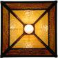 Meyda Lighting "T" Mission 29" Craftsman Brown Pendant Light With Beige and Brown Shade Glass