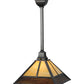 Meyda Lighting "T" Mission 29" Craftsman Brown Pendant Light With Beige and Brown Shade Glass