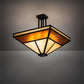 Meyda Lighting "T" Mission" 34" 8-Light Flat Black Semi-flush Mount Light With Beige Iridescent & Amber Mica Shade Glass