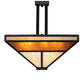 Meyda Lighting "T" Mission" 34" 8-Light Flat Black Semi-flush Mount Light With Beige Iridescent & Amber Mica Shade Glass