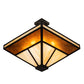 Meyda Lighting "T" Mission" 34" 8-Light Flat Black Semi-flush Mount Light With Beige Iridescent & Amber Mica Shade Glass
