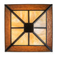 Meyda Lighting "T" Mission" 34" 8-Light Flat Black Semi-flush Mount Light With Beige Iridescent & Amber Mica Shade Glass