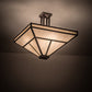 Meyda Lighting "T Mission" 34" 8-Light Mahogany Bronze Semi-flush Mount Light With Beige Shade