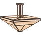 Meyda Lighting "T Mission" 34" 8-Light Mahogany Bronze Semi-flush Mount Light With Beige Shade
